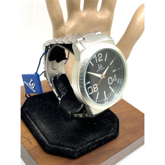 Joshua & Sons Men's Watch JS82SSB Quartz Black Dial Silver Stainless Ste… - Picture 15 of 15